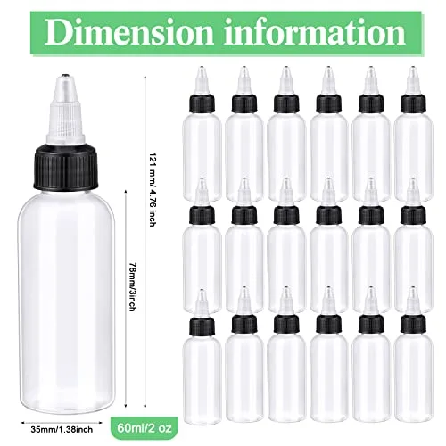 Round Bottles with Twist Caps Small Oil Sauce Ketchup Squeeze Paint Dropper Plastic Bottles with Squeeze for Kitchen Household Home view 2