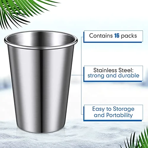 Stainless Steel Cups and Adult Pint Tumbler Metal Cups Stackable Tumbler Shatterproof Metal Drinking Glasses for Travel Outdoor Camping() view 3