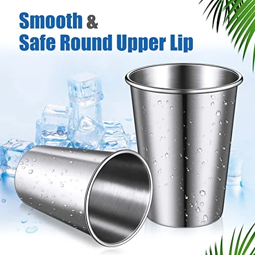 Stainless Steel Cups and Adult Pint Tumbler Metal Cups Stackable Tumbler Shatterproof Metal Drinking Glasses for Travel Outdoor Camping() view 4
