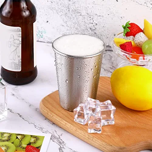 Stainless Steel Cups and Adult Pint Tumbler Metal Cups Stackable Tumbler Shatterproof Metal Drinking Glasses for Travel Outdoor Camping() view 5