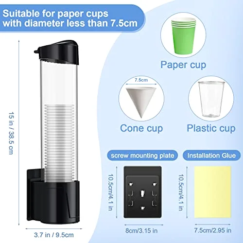 Cup Dispenser Pull Type Automatic Remover Fit to Plastic Water Machine Cup Holder Wall Mount Bathroom Home Office Hospital (Classic) view 2