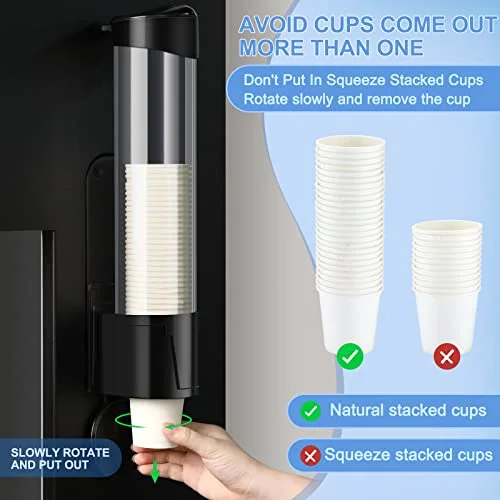 Cup Dispenser Pull Type Automatic Remover Fit to Plastic Water Machine Cup Holder Wall Mount Bathroom Home Office Hospital (Classic) view 5