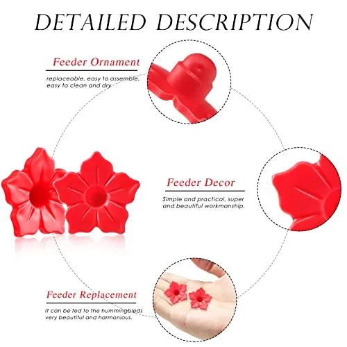 Hummingbird Feeder Replacements Flowers Pet Bird Feeder Replacement Parts Fit in 0.3" Holes Plastic Flowers Feeding Ports for Outdoors Hummingbird Feeders Mason Jar Hanging Feeders view 3