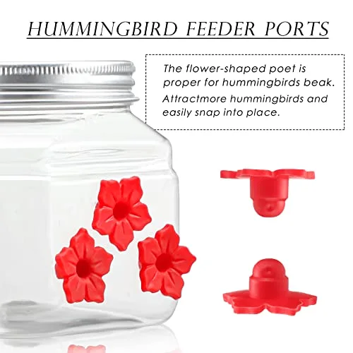Hummingbird Feeder Replacements Flowers Pet Bird Feeder Replacement Parts Fit in 0.3" Holes Plastic Flowers Feeding Ports for Outdoors Hummingbird Feeders Mason Jar Hanging Feeders view 4