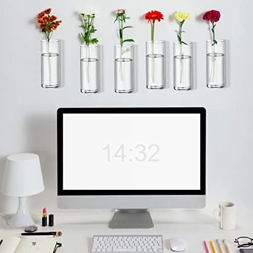 Glass Wall Vase for Plants Indoor Hanging Propagation Planter Container Holder with Plastic Invisible Traceless Hangers Hydroponic Plant Succulent Garden Wedding Decor view 5