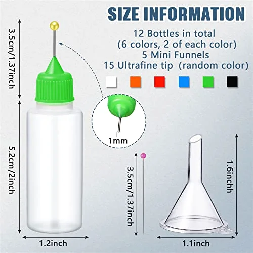 Precision Tip Applicator Bottles Needle Fine Tip Squeeze Glue Applicator Bottle with Mini Funnel Pin for Alcohol Ink DIY Quilling Craft Acrylic Painting view 2