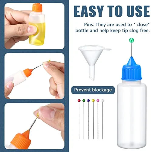 Precision Tip Applicator Bottles Needle Fine Tip Squeeze Glue Applicator Bottle with Mini Funnel Pin for Alcohol Ink DIY Quilling Craft Acrylic Painting view 3