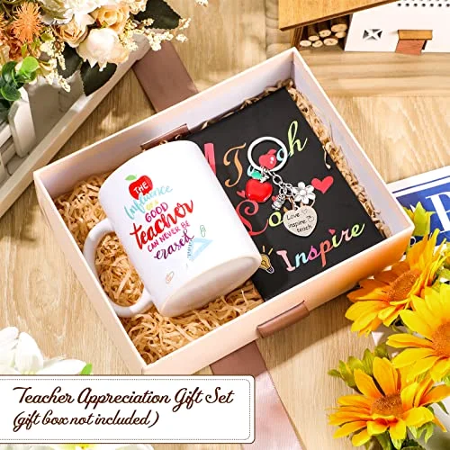Teacher Gifts Appreciation Sets for Women Thank You Include 2 Coffee Mug Cups 2 Keychains and 2 Mini Notepads for Women view 2