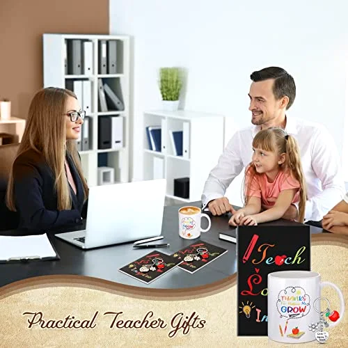 Teacher Gifts Appreciation Sets for Women Thank You Include 2 Coffee Mug Cups 2 Keychains and 2 Mini Notepads for Women view 5