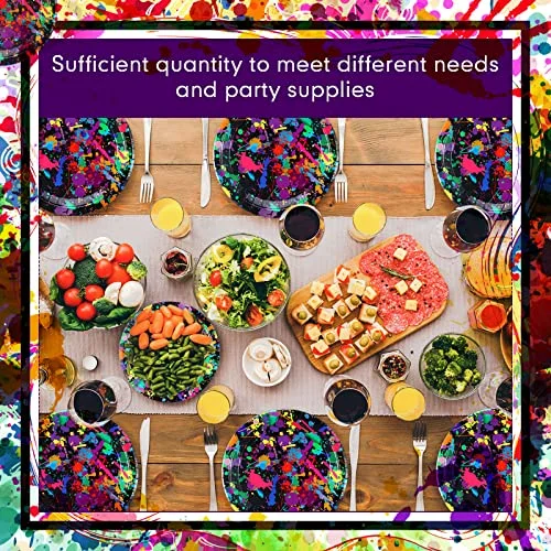 and Neon Plates Glow in The Dark Party Supplies Paper Neon Disposable Plates Colorful Tableware for Birthday Wedding Baby Shower view 5