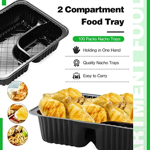 Nacho Trays 6x Disposable Plastic Nacho Cheese Trays Nacho Containers for Movie Night Party Supplies() view 8