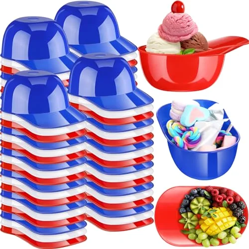 Plastic Baseball Helmet Bowl - Classic, Reusable, Dishwasher & Microwave Not Safe, for Dessert & Snack