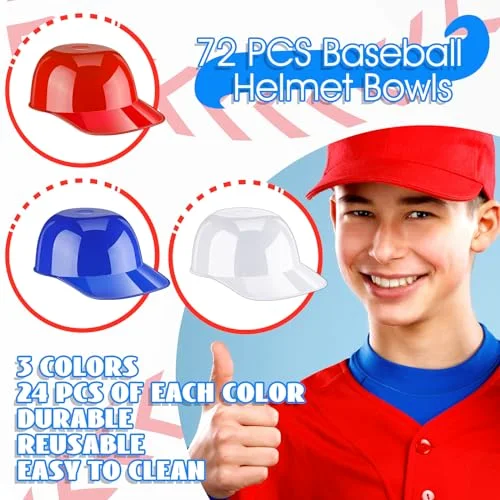 Plastic Baseball Helmet Bowl - Classic, Reusable, Dishwasher & Microwave Not Safe, for Dessert & Snack view 2