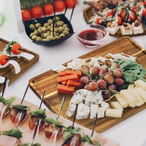 Solid Acacia Wood Charcuterie Boards Wooden Serving Tray Set for Serving Food Large Dinner Platters for Dinner Party Cheese Food Decorative(Square Octagon Rectangle, 4 Sizes) view 5