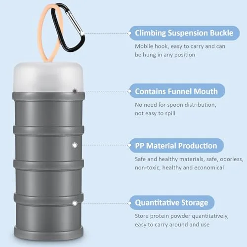 Protein Powder Travel Container with Funnels Stand view 8