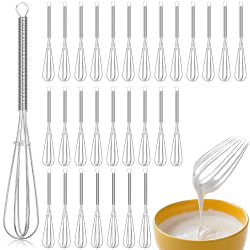 Mini Whisk Bulk Small Whisks for Cooking 304 Stainless Steel Tiny Whisk for Baking, Whipping, Beating Eggs, Mixing Sauces, Blending Ingredients ()
