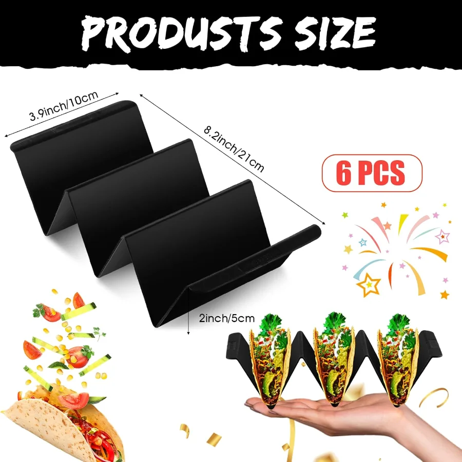 Taco Holder Stand Set of 6 Plastic Taco Tray for Taco Night view 2