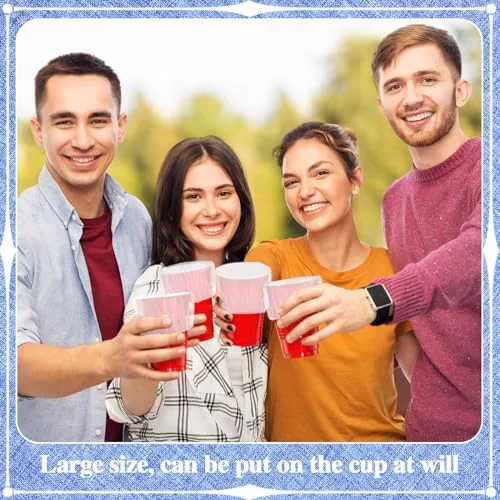 Scrunchie Drink Covers Bulk Disposable Plastic Covers for Cups, Beverage Protection Cover for Christmas Bar Club Adult Drink Beverage Stretchable() view 4