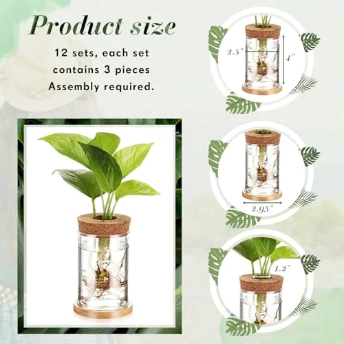 Propagation Vases for Plants Plastic Plant Propagation with Hole Lid and Bamboo Stand Growing in Water Hydroponic Home Office Desktop Vase Decoration(Classic Style) view 4