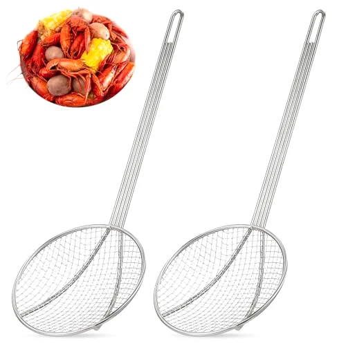16" Stainless Steel Wire Skimmer Long Handle Strainer Spoon