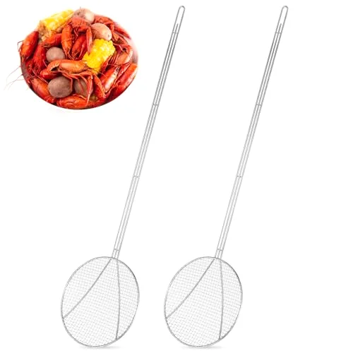 36" Stainless Steel Wire Skimmer Long Handle Strainer Spoon