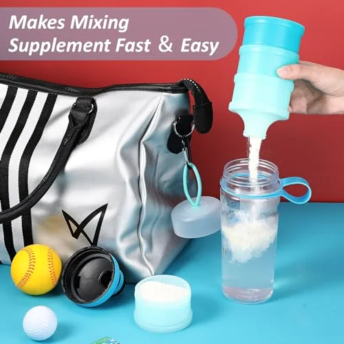Protein Powder Travel Container with Funnels Stand view 5