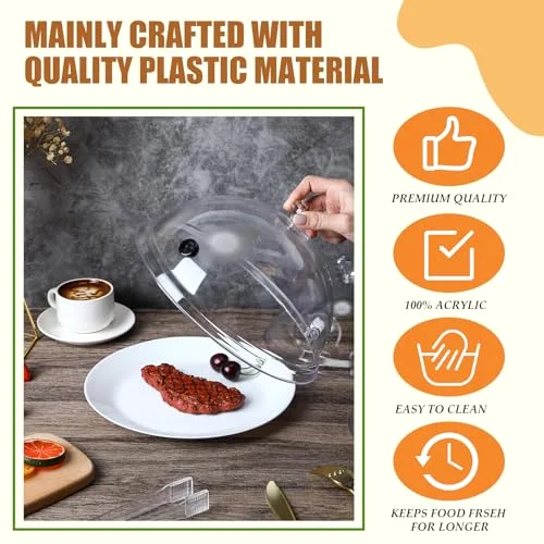 Smoking Cloche Dome Cover 6 8 Transparent Cocktail Smoker Dome for Gun Smoke Infuser Acrylic Cocktail Lid Accessory for Smoker Infusion Food Drink Plates Bowls and Glass view 3