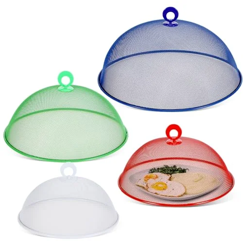 Metal Mesh Food Cover 14'' 12'' 11'' 10'' Outdoor Picnic Food Net Covers for Outside Keep out Flies for Table Picnic Camping(4 Colors)