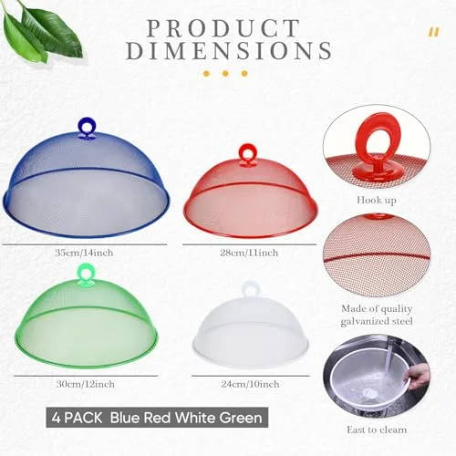 Metal Mesh Food Cover 14'' 12'' 11'' 10'' Outdoor Picnic Food Net Covers for Outside Keep out Flies for Table Picnic Camping(4 Colors) view 2