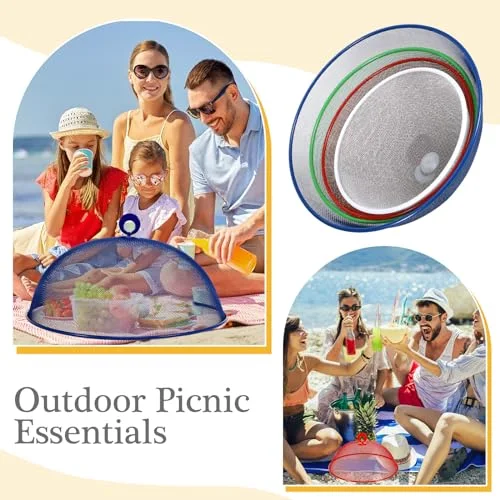 Metal Mesh Food Cover 14'' 12'' 11'' 10'' Outdoor Picnic Food Net Covers for Outside Keep out Flies for Table Picnic Camping(4 Colors) view 4