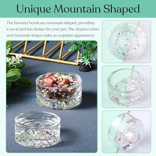 Hamster Water Bowls Glass Hamster Food Bowls Mountain Style Drinking Container Anti Turning for Guinea Pig Gerbils Mice Rats Chinchilla Small Pets( and) view 8
