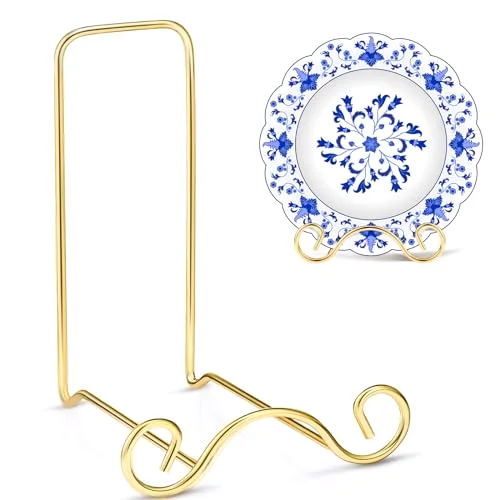 Wrought Iron Bowl Deep Platter Stand Detachable Metal Scroll Display Rack Easel Metal Bowl Display Stand Decorative Holder Dish Picture Easel()