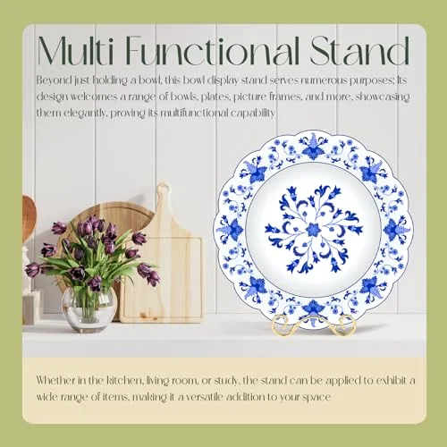 Wrought Iron Bowl Deep Platter Stand Detachable Metal Scroll Display Rack Easel Metal Bowl Display Stand Decorative Holder Dish Picture Easel() view 5