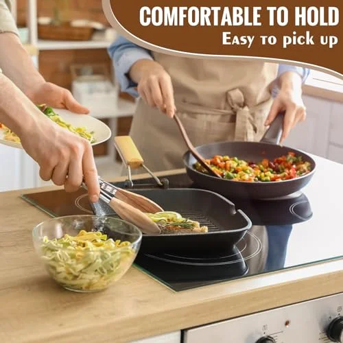Olive Wooden Kitchen Tongs for Cooking Wooden Utensil Set Salad Tongs with Wood Tips for Serving Salad Flipping Burgers Grilling and Much More view 5