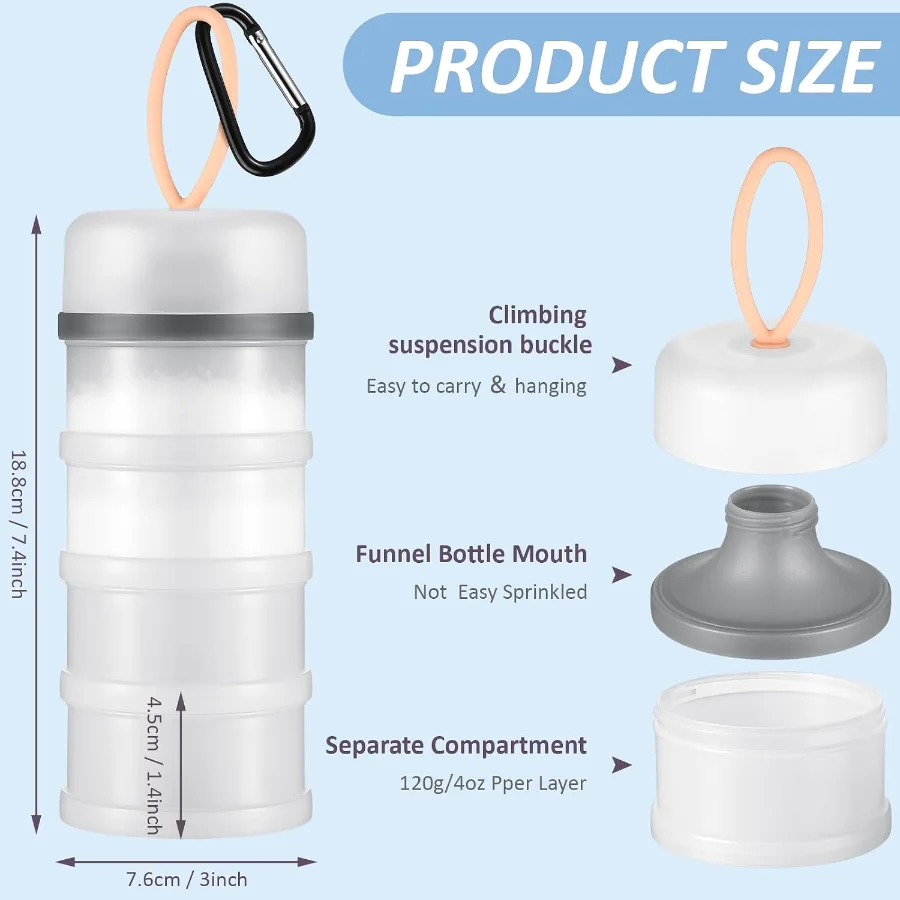 Protein Powder Travel Container with Funnels Stand view 2