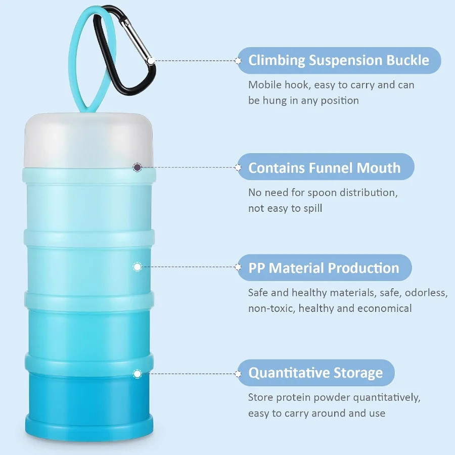Protein Powder Travel Container with Funnels Stand view 3