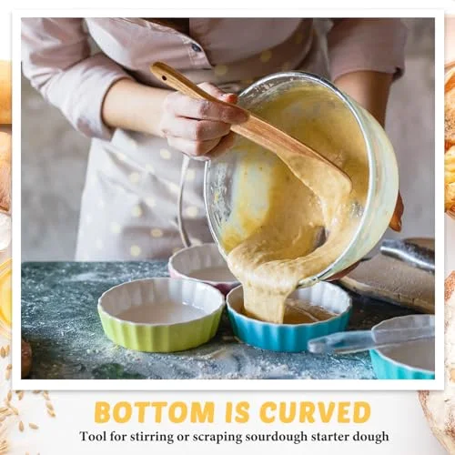 13" Acacia Wooden Spatula for Sourdough Starter, Mixing, Reaching Bottom of Jar, Dough Whisk, Long Handle Jar Spatula, Spurtle Kitchen Tool Wood Kitchen Utensil Kit for Baking, Cooking view 9