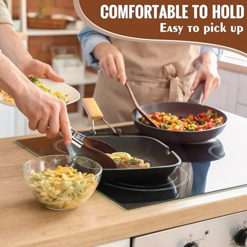 Kitchen Tongs for Cooking Wooden Utensil Set Salad Tongs with Wood Tips for Serving Salad Flipping Burgers Grilling and Much More (,Walnut Wooden) view 5