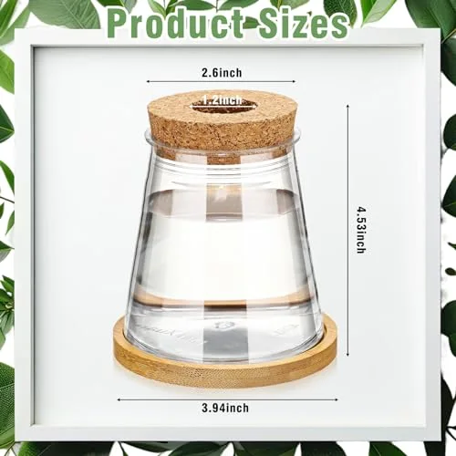 Propagation Vases for Plants Plastic Plant Propagation with Hole Lid and Bamboo Stand Growing in Water Hydroponic Home Office Desktop Vase Decoration(Classic Style) view 7