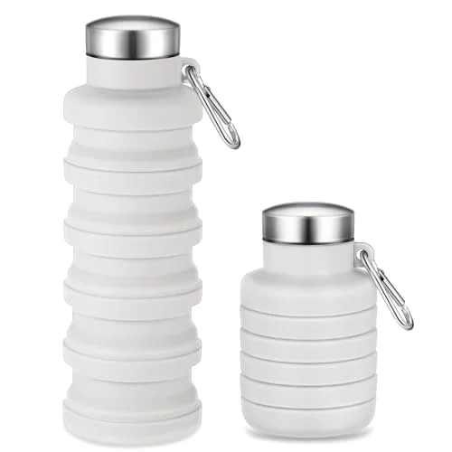 Collapsible Water Bottles Travel Sports Portable Water Bottle with Portable Buckle Silicone Lightweight Reusable Leakproof for Camping Hiking Yoga Outdoor()