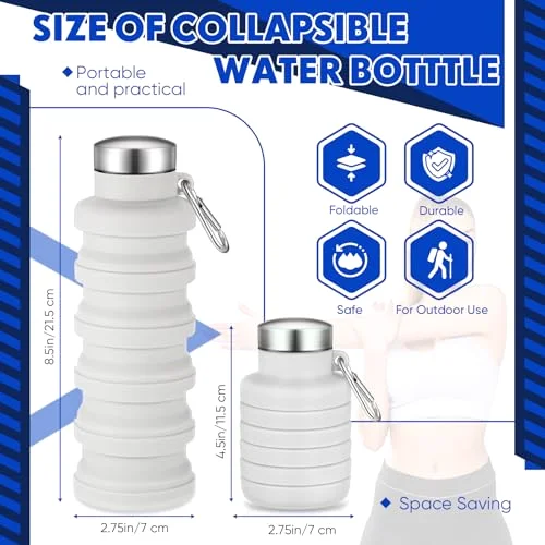 Collapsible Water Bottles Travel Sports Portable Water Bottle with Portable Buckle Silicone Lightweight Reusable Leakproof for Camping Hiking Yoga Outdoor() view 2