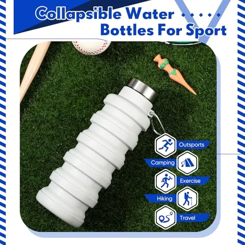 Collapsible Water Bottles Travel Sports Portable Water Bottle with Portable Buckle Silicone Lightweight Reusable Leakproof for Camping Hiking Yoga Outdoor() view 4
