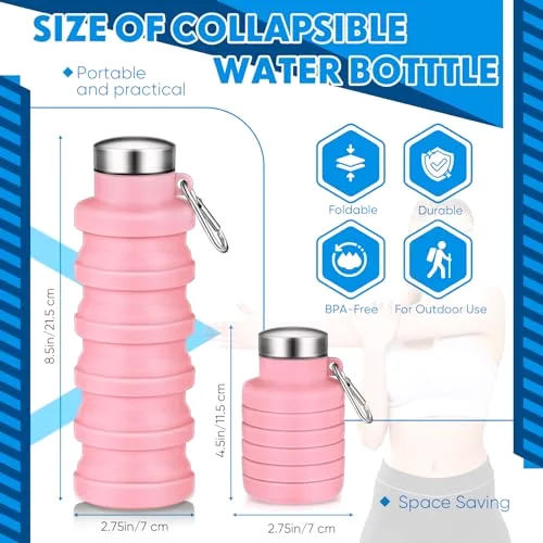 Collapsible Water Bottles Travel Sports Portable Water Bottle with Portable Buckle Silicone Lightweight Reusable Leakproof for Camping Hiking Yoga Outdoor() view 7