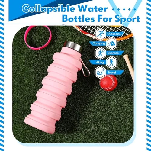 Collapsible Water Bottles Travel Sports Portable Water Bottle with Portable Buckle Silicone Lightweight Reusable Leakproof for Camping Hiking Yoga Outdoor() view 9