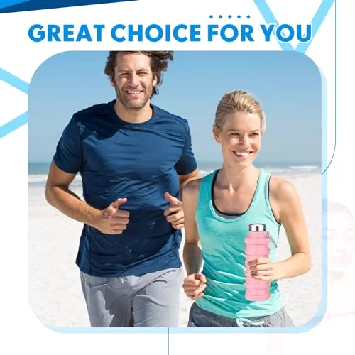Collapsible Water Bottles Travel Sports Portable Water Bottle with Portable Buckle Silicone Lightweight Reusable Leakproof for Camping Hiking Yoga Outdoor() view 10
