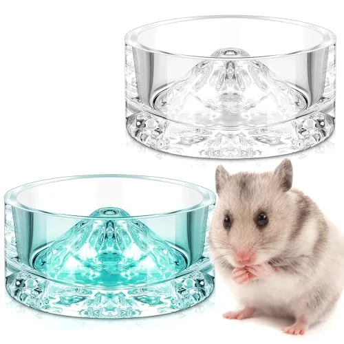 Hamster Water Bowls Glass Hamster Food Bowls Mountain Style Drinking Container Anti Turning for Guinea Pig Gerbils Mice Rats Chinchilla Small Pets( and)