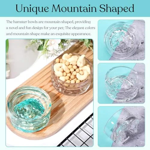 Hamster Water Bowls Glass Hamster Food Bowls Mountain Style Drinking Container Anti Turning for Guinea Pig Gerbils Mice Rats Chinchilla Small Pets( and) view 4