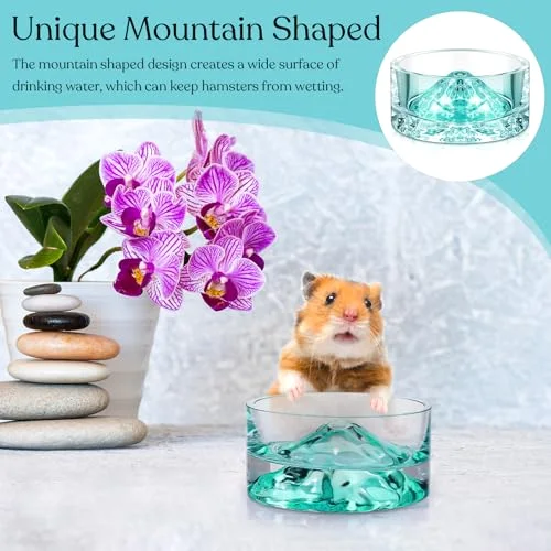 Hamster Water Bowls Glass Hamster Food Bowls Mountain Style Drinking Container Anti Turning for Guinea Pig Gerbils Mice Rats Chinchilla Small Pets( and) view 5