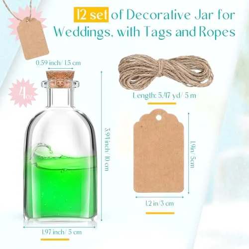 Glass Potion Bottles with Cork Stoppers Empty Jars view 7