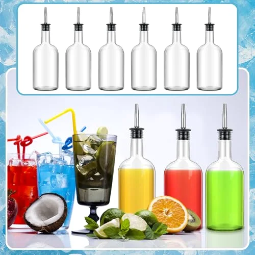 Glass Syrup Bottle for Coffee Bar Glass Liquor Bottle Long Neck Bottles Pour Bottles with Pourer & Caps for Liquor Wine Juice Snowcone Syrup view 3